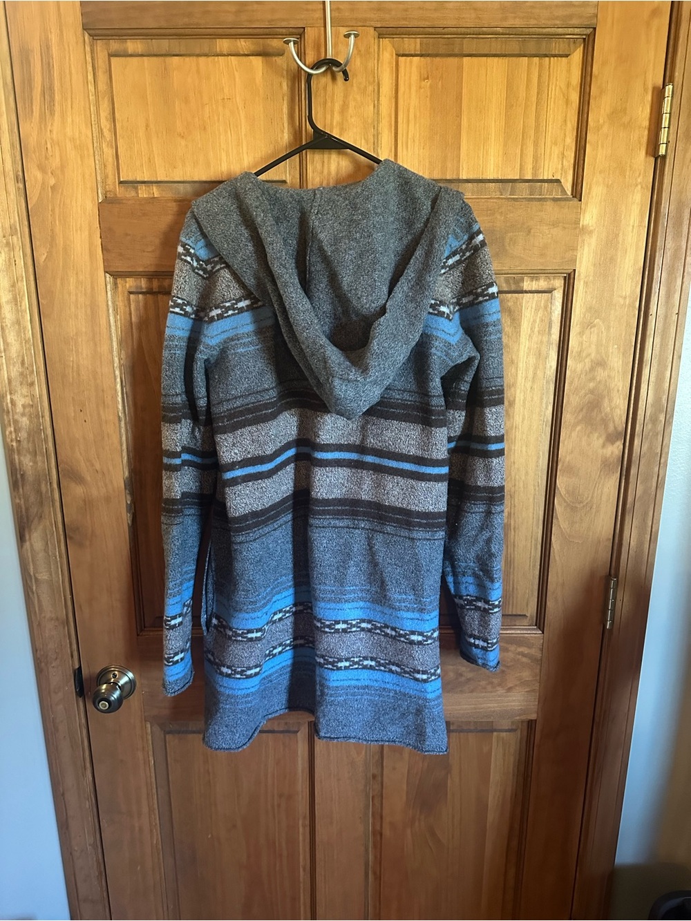 Toad&Co heartfelt merino wool Blue and Gray Striped Open-Front Cardigan Size med - Picture 7 of 7